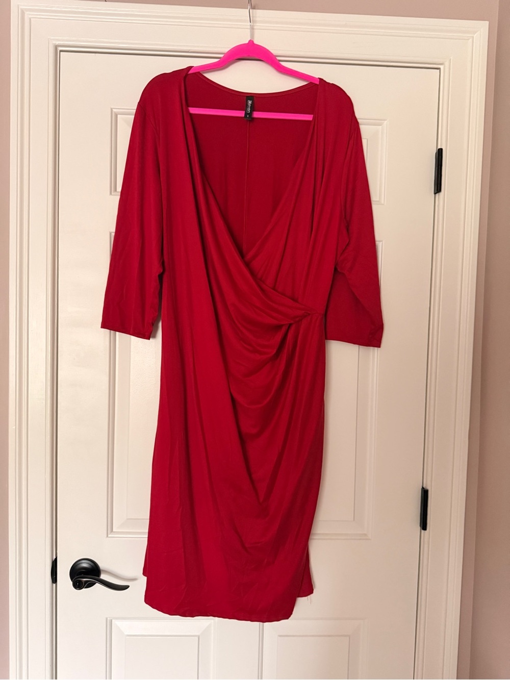 Wrap-Style Midi Dress in Vibrant Red